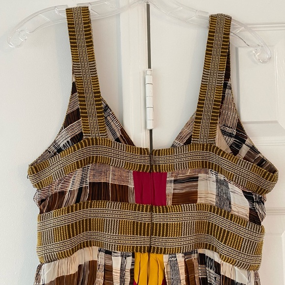 100% Silk Plenty by Tracy Reese Brown Plaid Dress w/ Bright Colored Back Panel - Picture 9 of 13